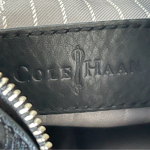 COLE HAAN Front Dual Pockets Black Leather Shoulder Hobo Bag - Picture 3 of 10